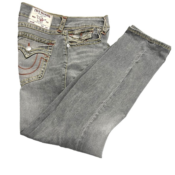 True Religion Jeans Mens Size 34x32 Geno Big T Flap Relaxed Slim